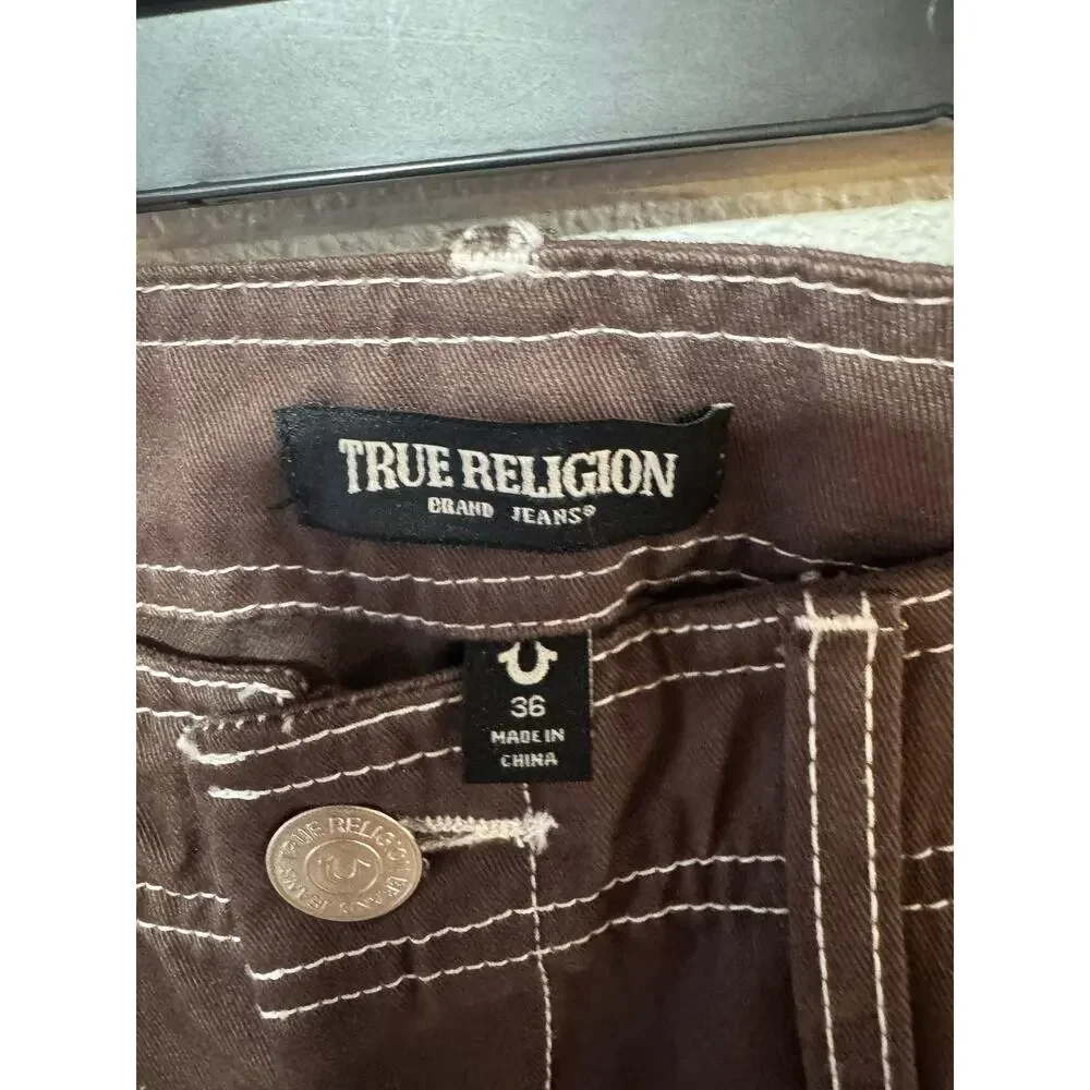 True Religion Men’s Baggy Cargo Pants 36x32 Brown Like New
